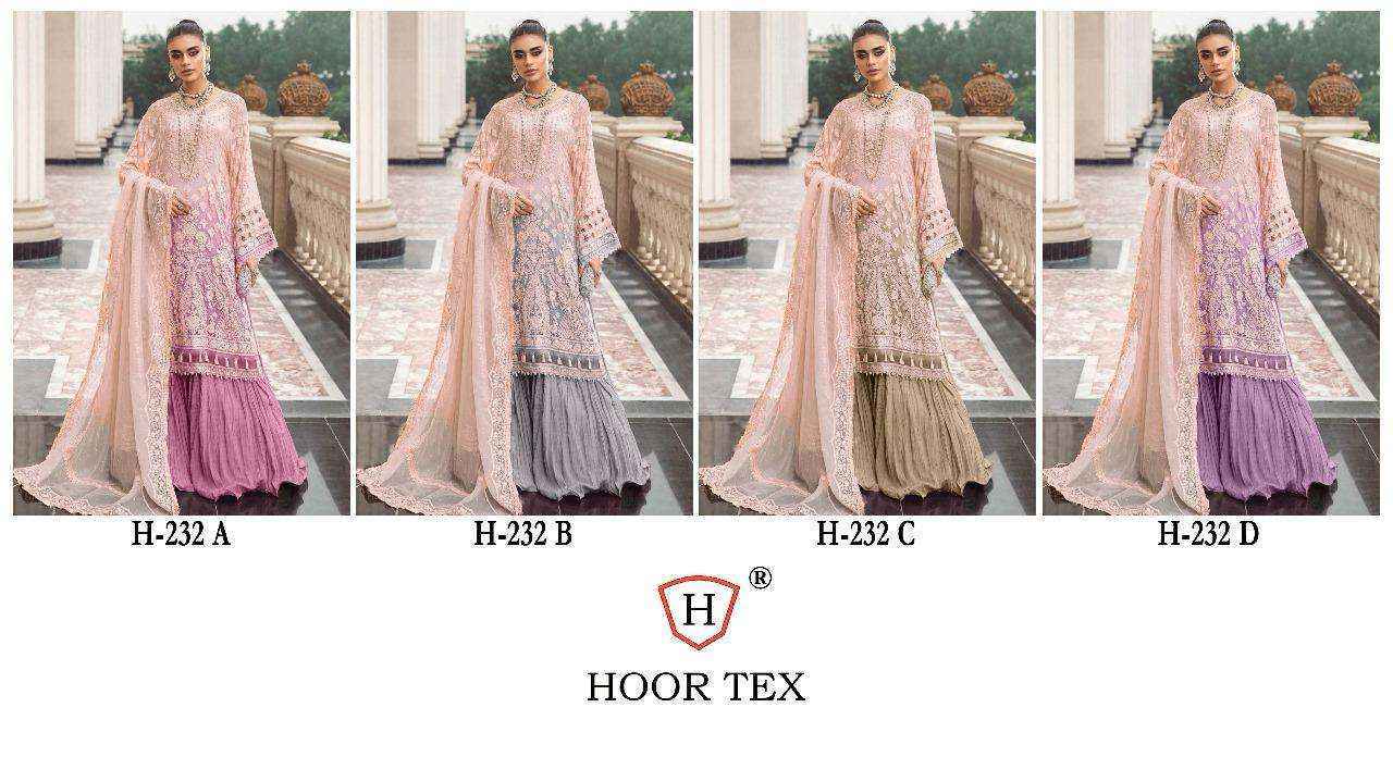 Hoor Tex H 232 Fox Georgette Dress Material 4 pcs Catalogue