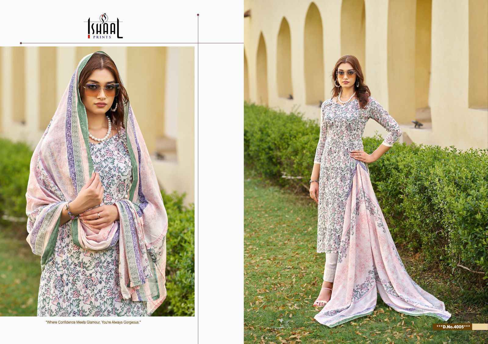 Ishaal Prints Kesariya Vol 4 Lawn Dress Material 8 pcs Catalogue