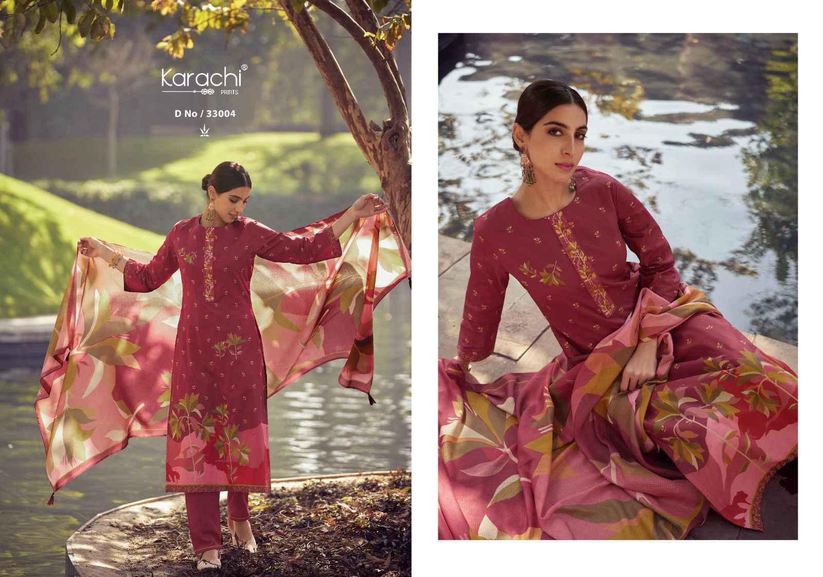 Kesar Karachi Kaira Lawn Cotton Dress Material 6 Pc Catalog