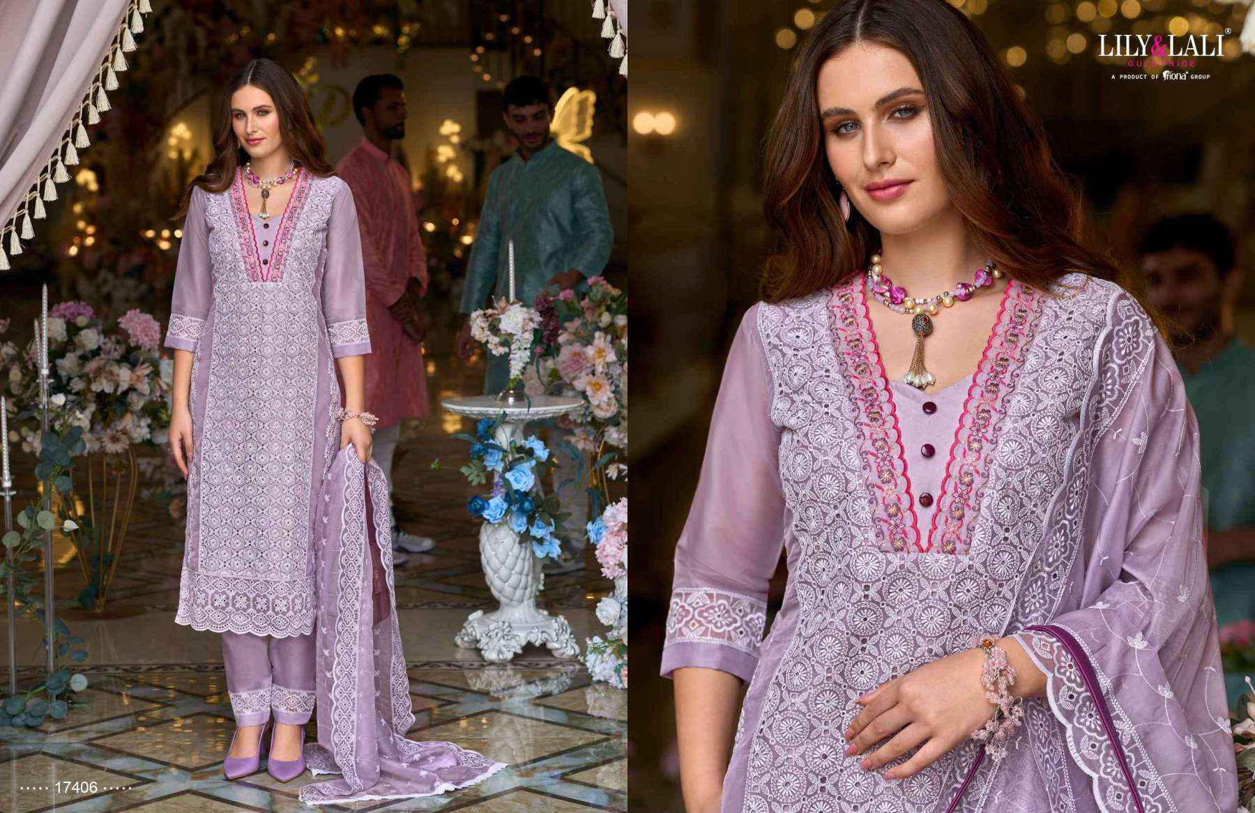 Lily & Lali Summer Blossom Organza Kurti Combo 6 pcs Catalogue