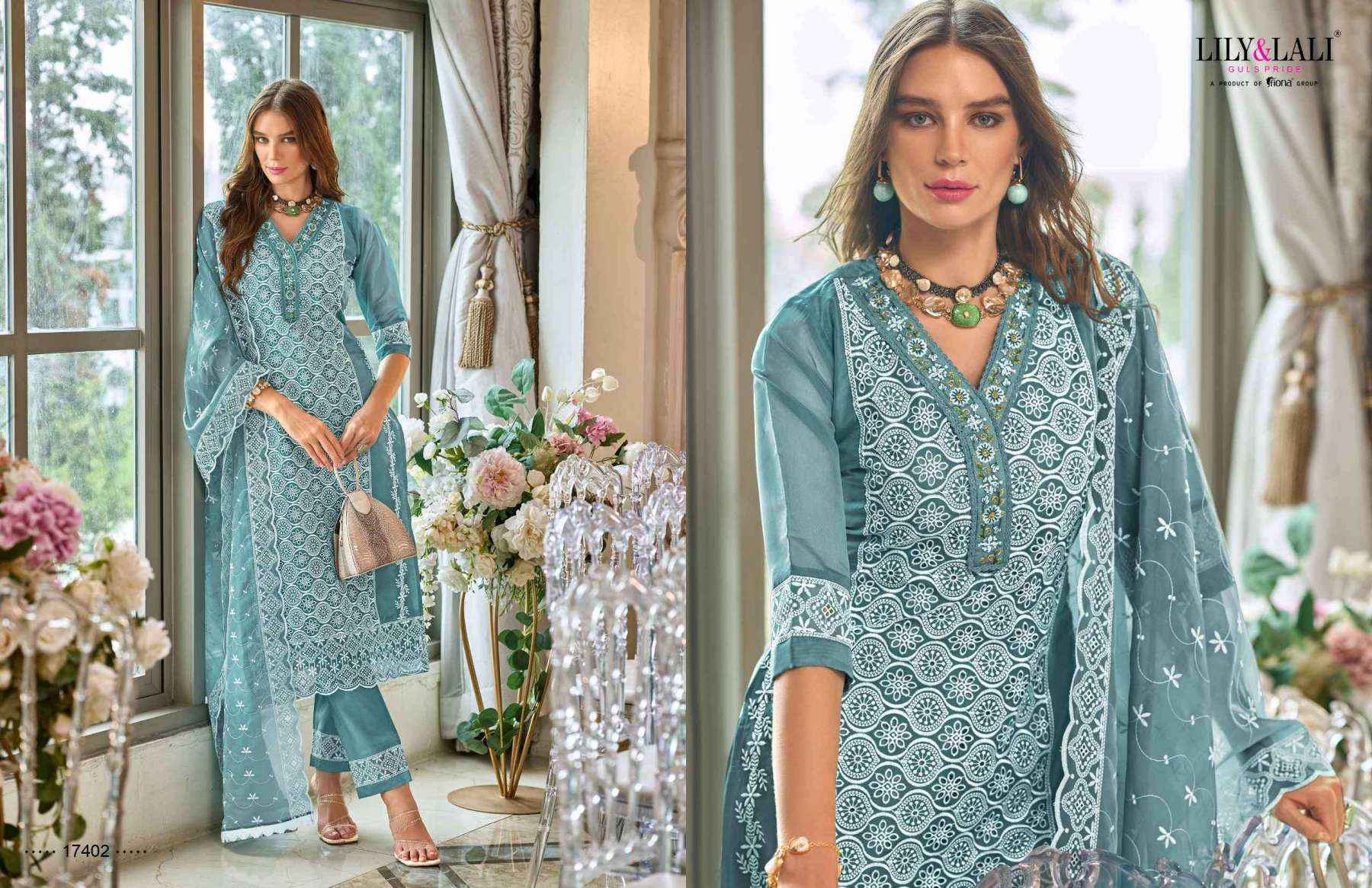 Lily & Lali Summer Blossom Organza Kurti Combo 6 pcs Catalogue
