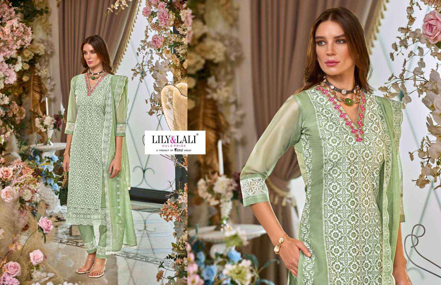 Lily & Lali Summer Blossom Organza Kurti Combo 6 pcs Catalogue