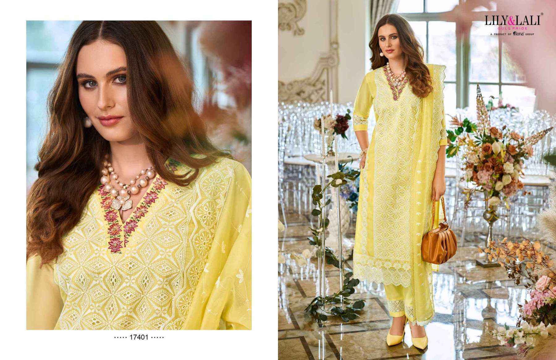 Lily & Lali Summer Blossom Organza Kurti Combo 6 pcs Catalogue