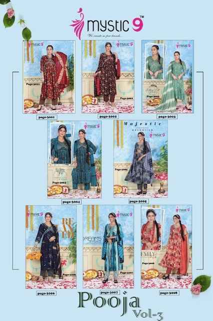 Mystic 9 Pooja Vol 3 Rayon Kurti Combo 8 pcs Catalogue