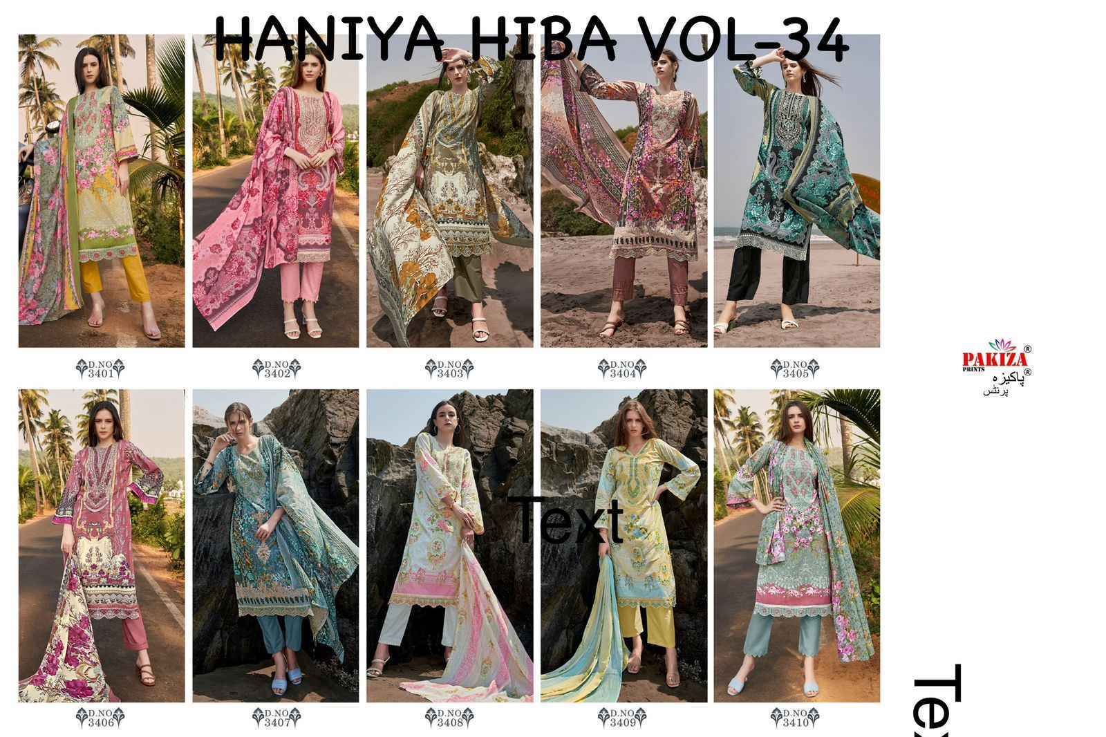 Pakiza Haniya Hiba Vol-34 Cotton Dress Material 10 pcs Catalogue