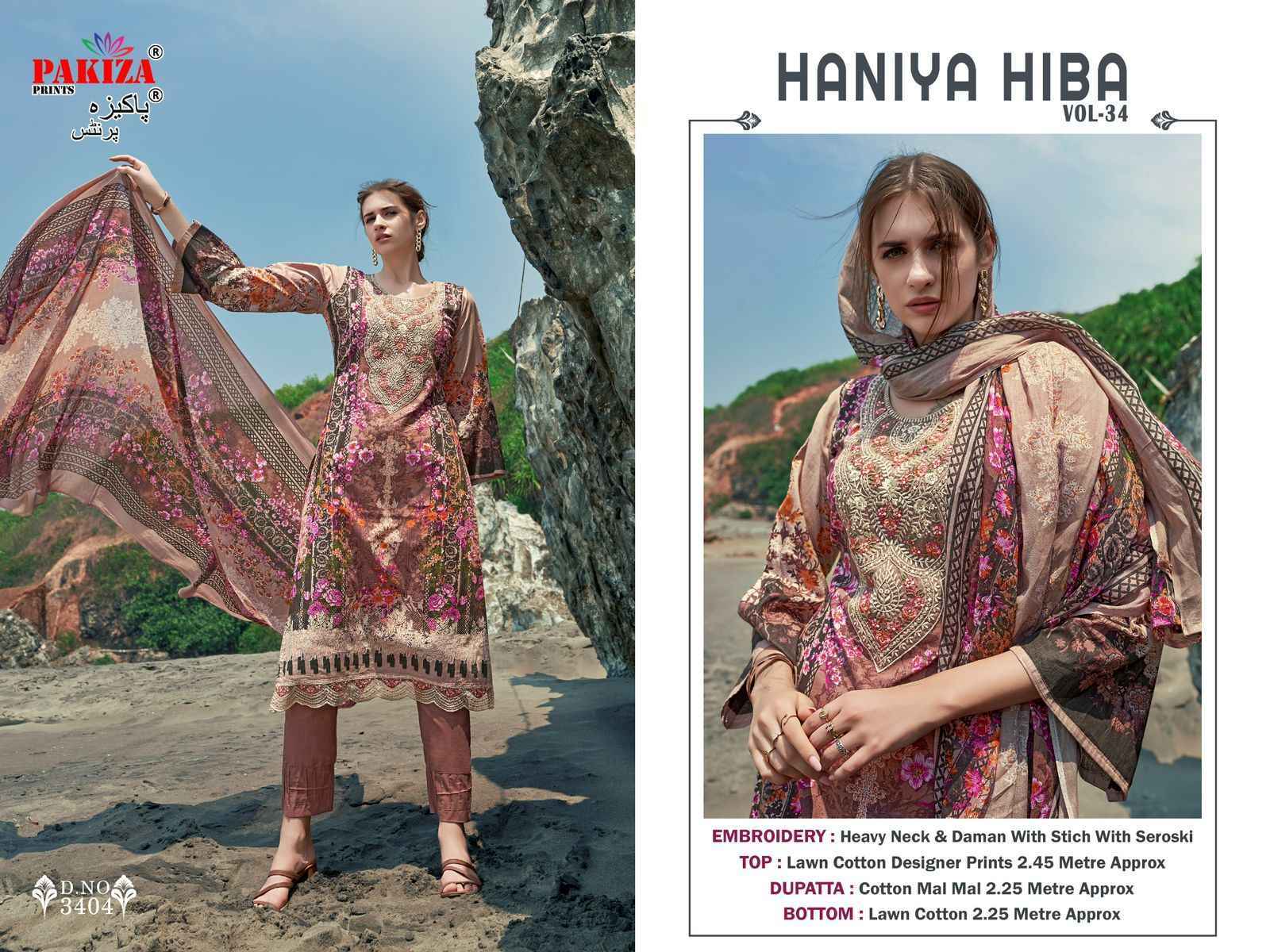 Pakiza Haniya Hiba Vol-34 Cotton Dress Material 10 pcs Catalogue