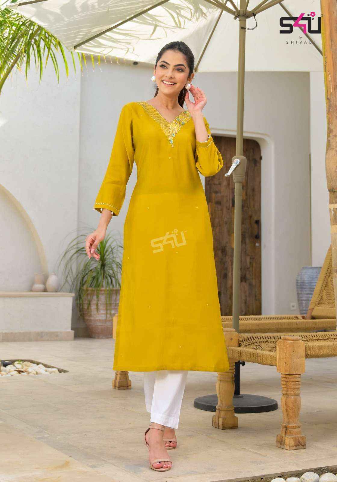 S4u Shivali Glamour Silk Kurti 6 pcs Catalogue