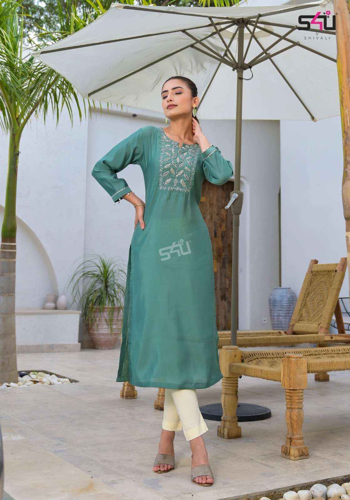 S4u Shivali Glamour Silk Kurti 6 pcs Catalogue