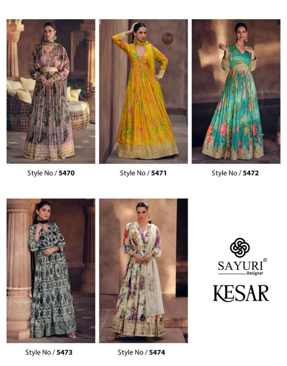 Sayuri Designer Kesar Readymade Georgette Dress Best Readymade Dress Wholesaler