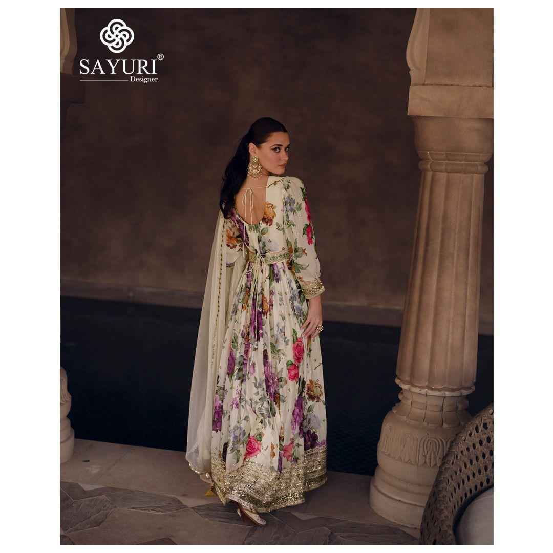 Sayuri Designer Kesar Readymade Georgette Dress Best Readymade Dress Wholesaler