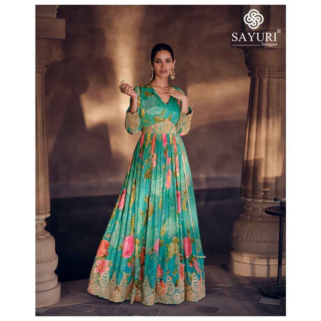 Sayuri Designer Kesar Readymade Georgette Dress Best Readymade Dress Wholesaler