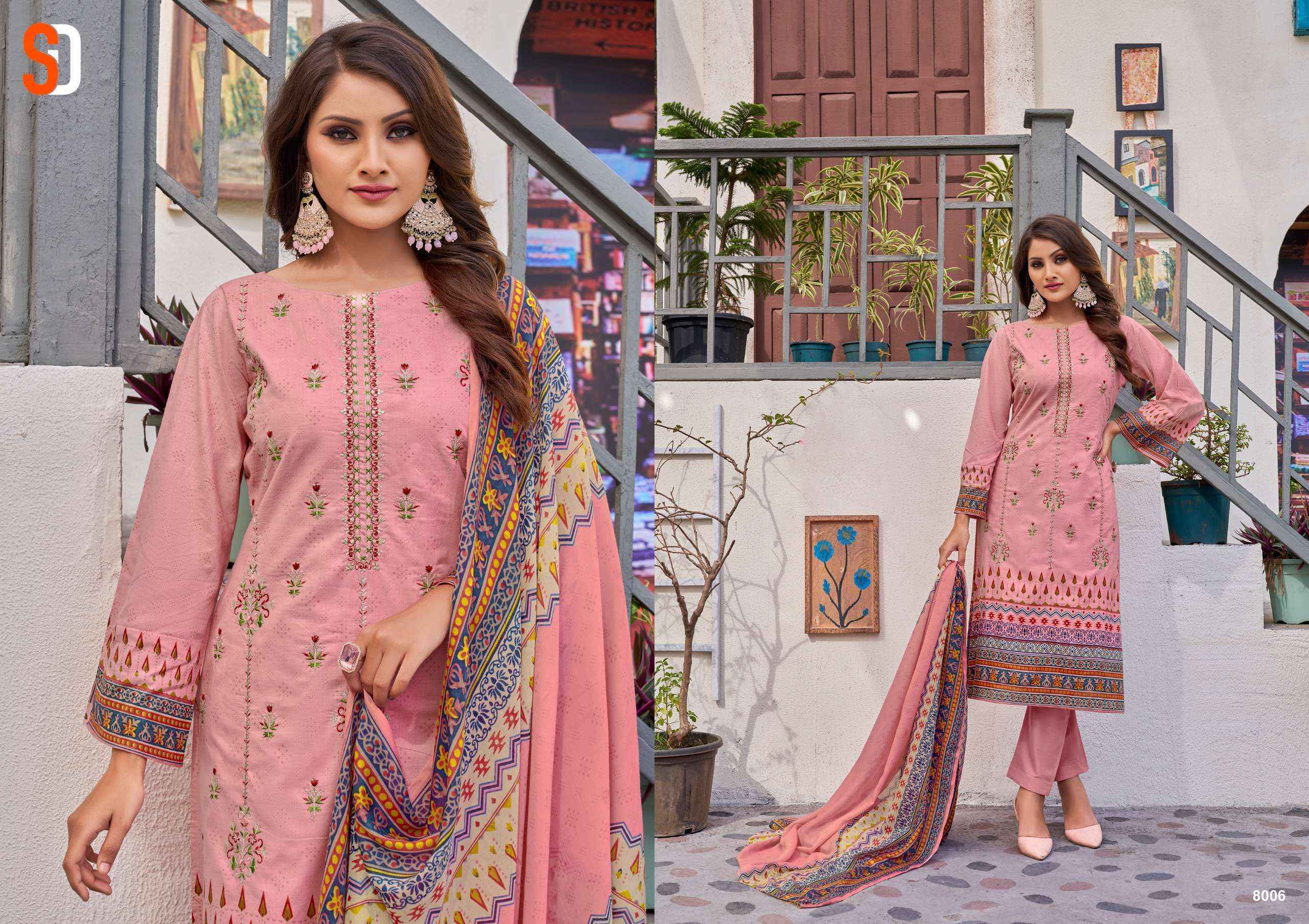 Shraddha Designer Bin Saeed Lawn Collection Vol 8 Cotton Dress Material 6 pc Cataloge