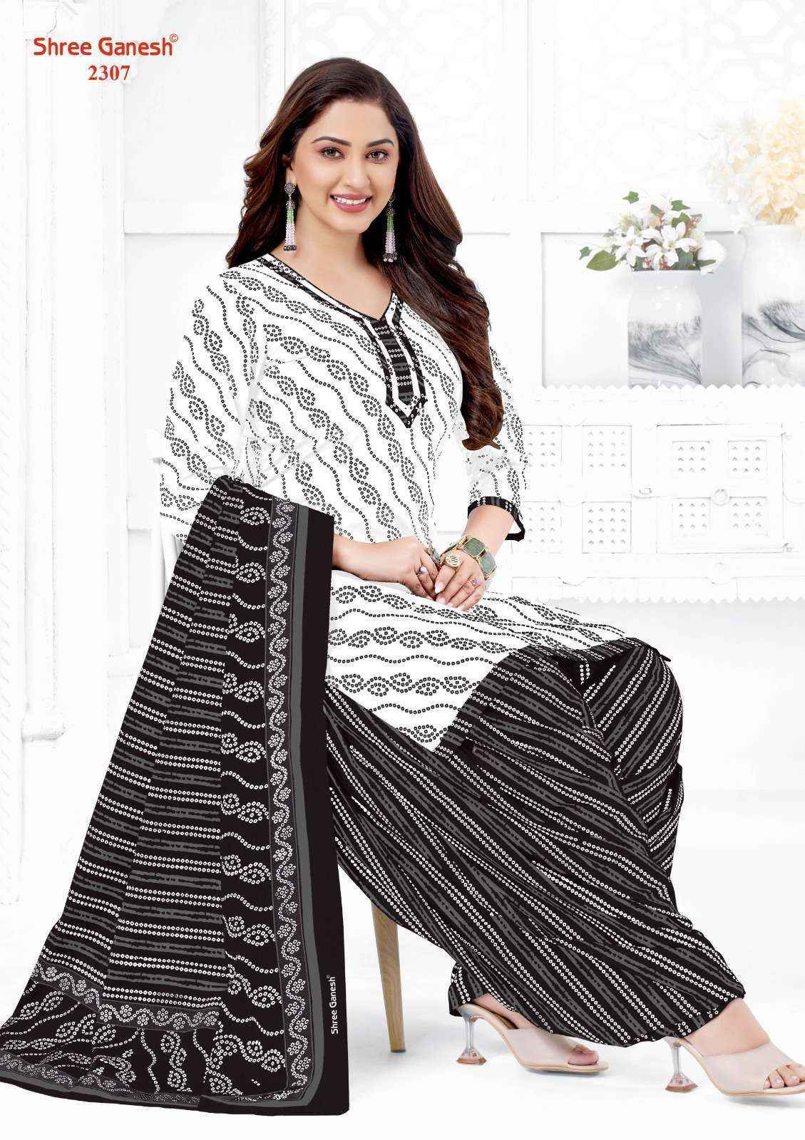 Shree Ganesh White & Black Vol 3 Cotton Dress Material 8 pcs Catalogue