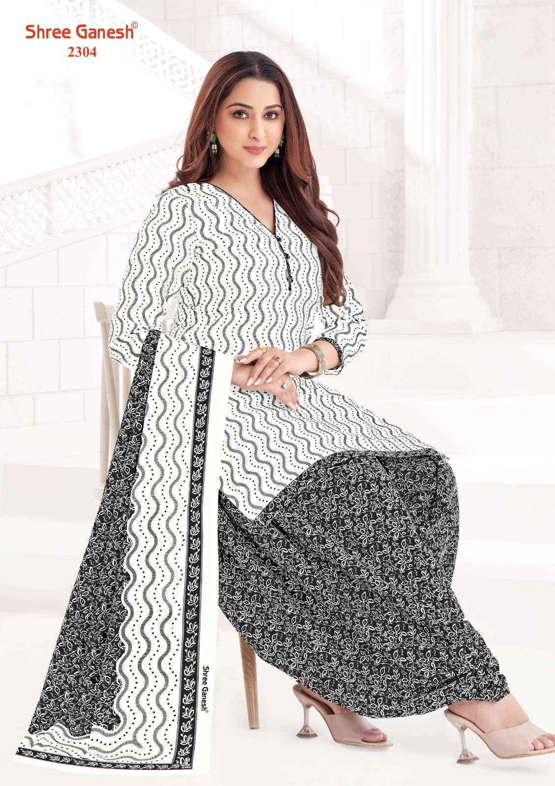 Shree Ganesh White & Black Vol 3 Cotton Dress Material 8 pcs Catalogue
