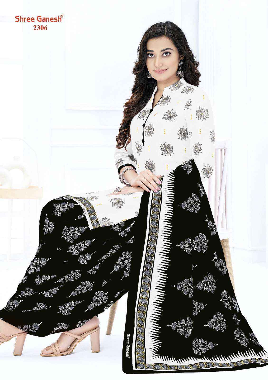 Shree Ganesh White & Black Vol 3 Cotton Dress Material 8 pcs Catalogue