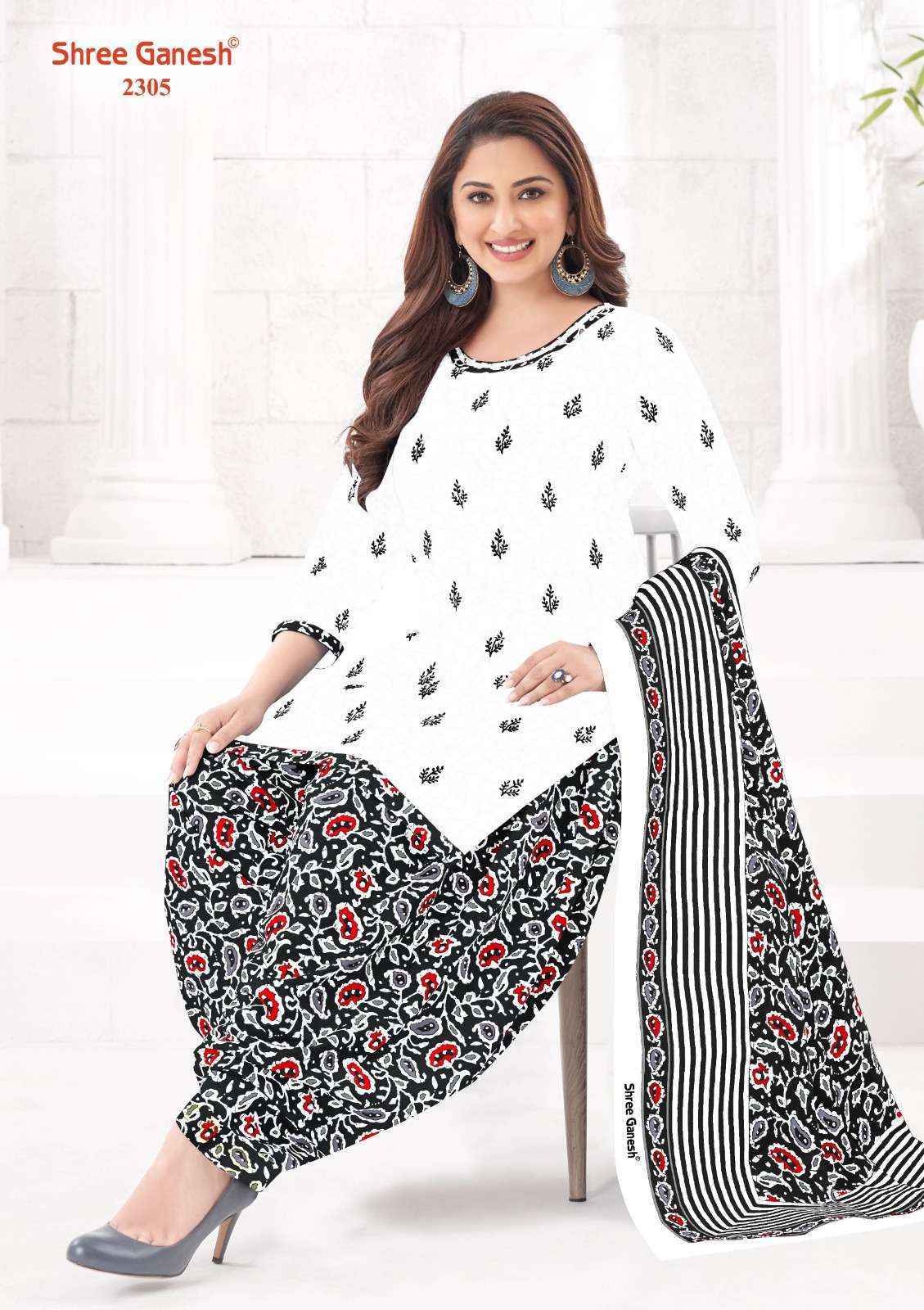 Shree Ganesh White & Black Vol 3 Cotton Dress Material 8 pcs Catalogue