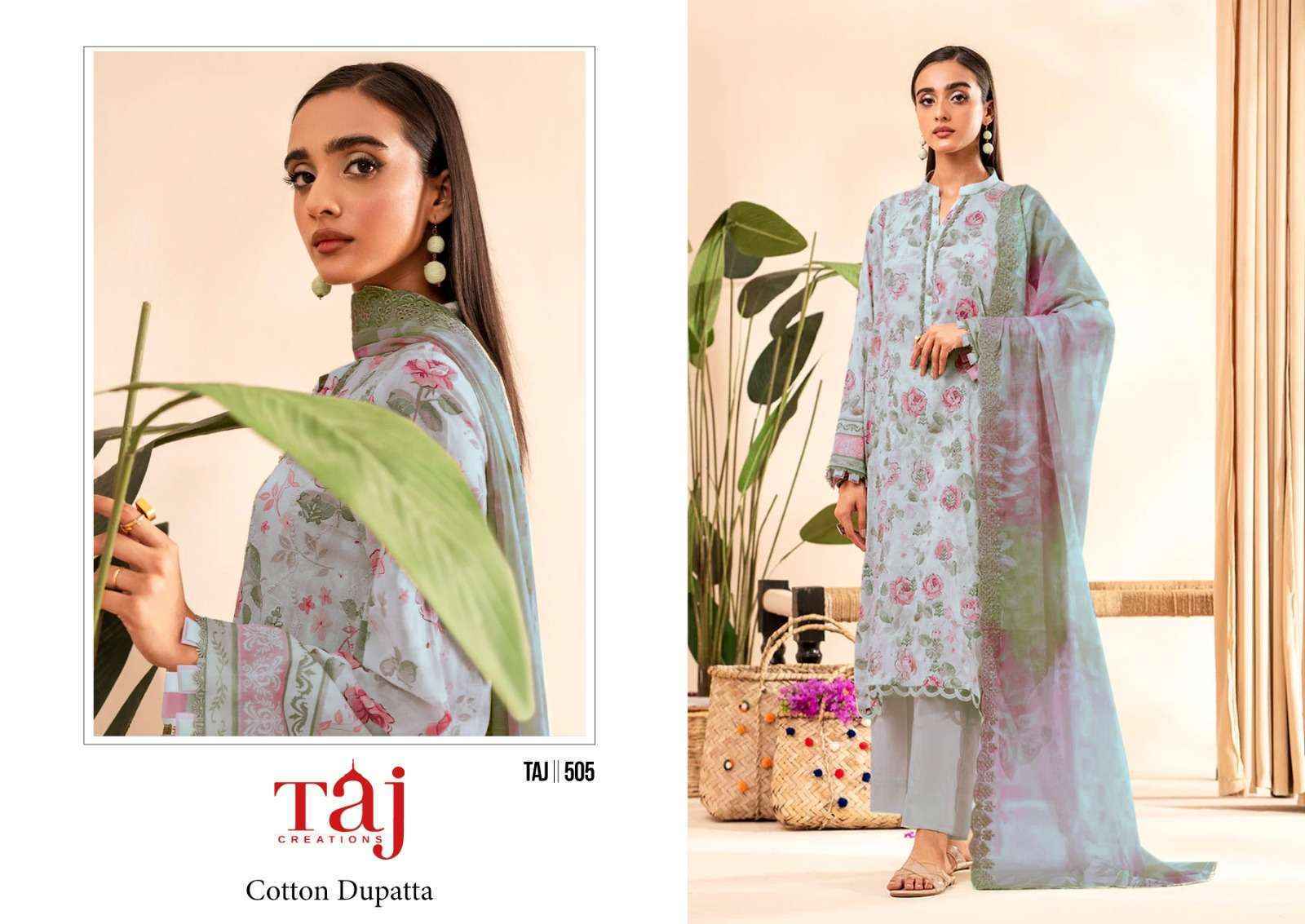 Taj Creation D No 504 & 505 Cotton Dress Material 2 pcs Catalogue