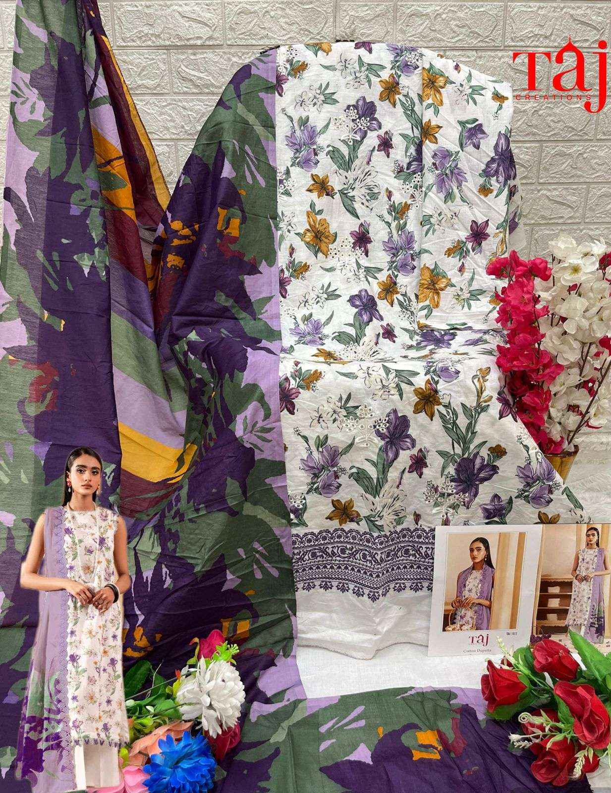 Taj Creation D No 510 & 511 Cotton Dress Material 2 pcs Catalogue