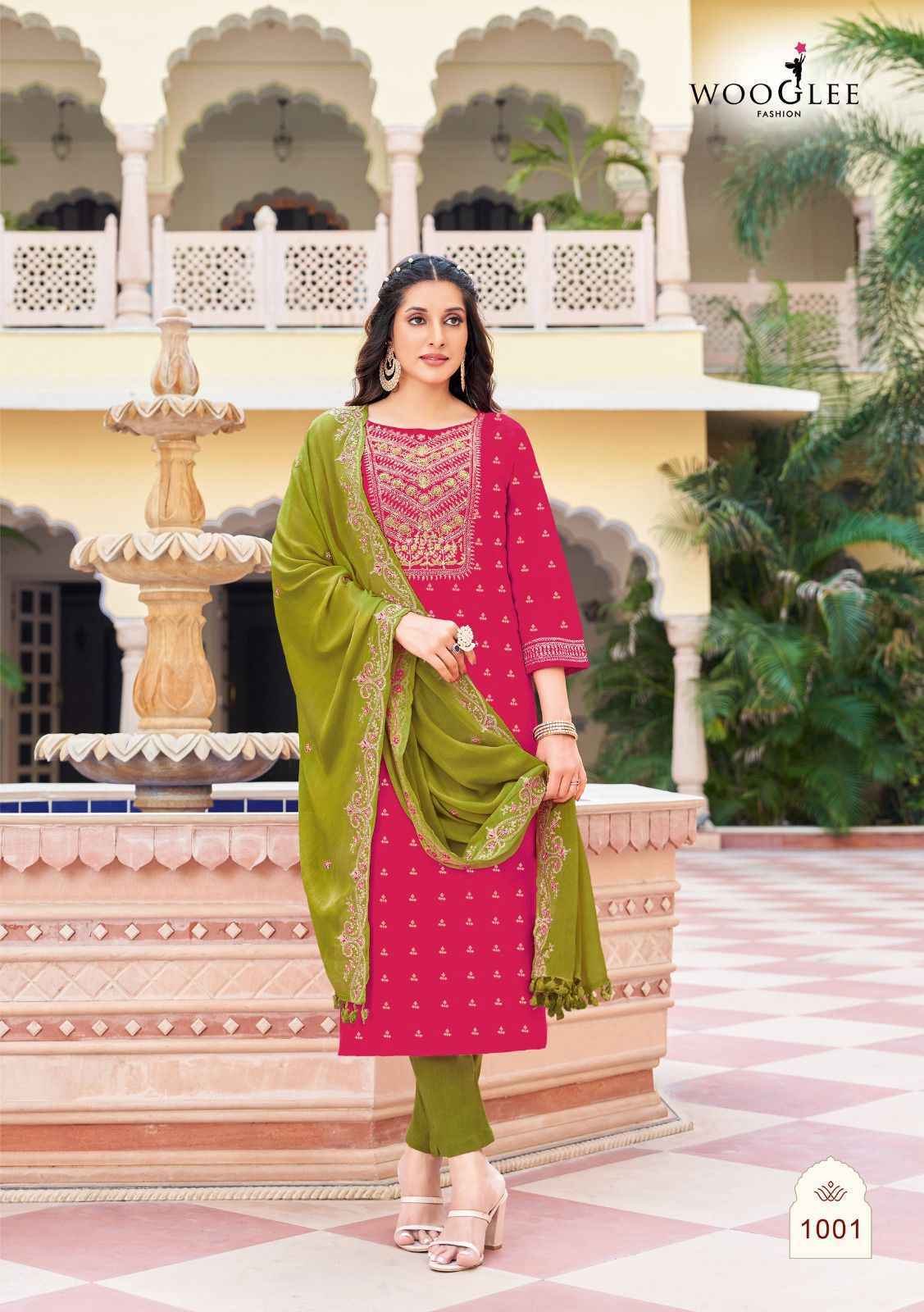 Wooglee Mugdha Pure Viscose Weaving Readymade Suit 4 Pc Catalog