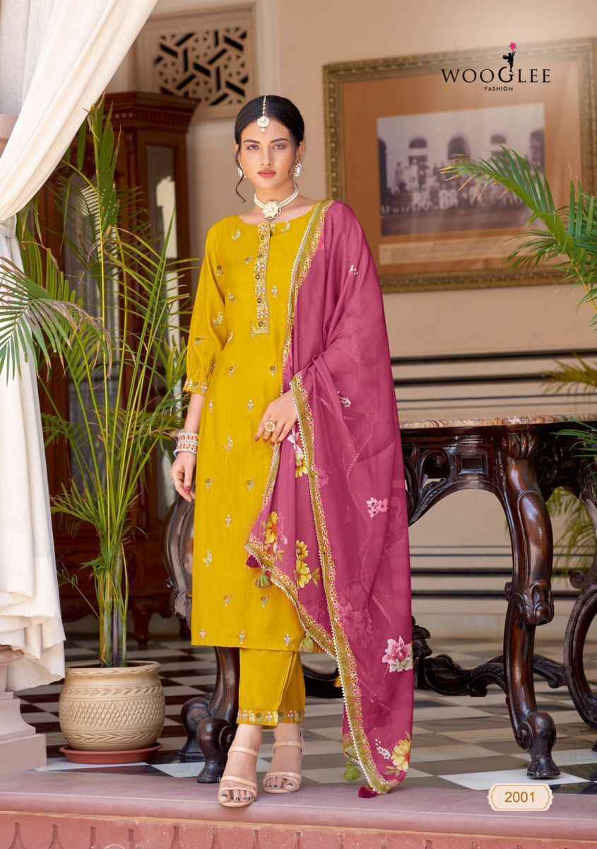 Wooglee Navyaa Vichitra Silk Kurti Combo 4 pcs Catalogue