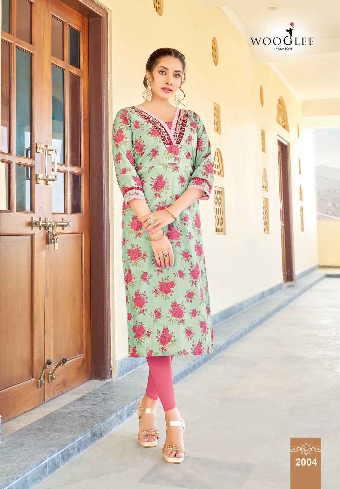 Wooglee Rutika Rayon Print Kurti 6 pcs Catalogue