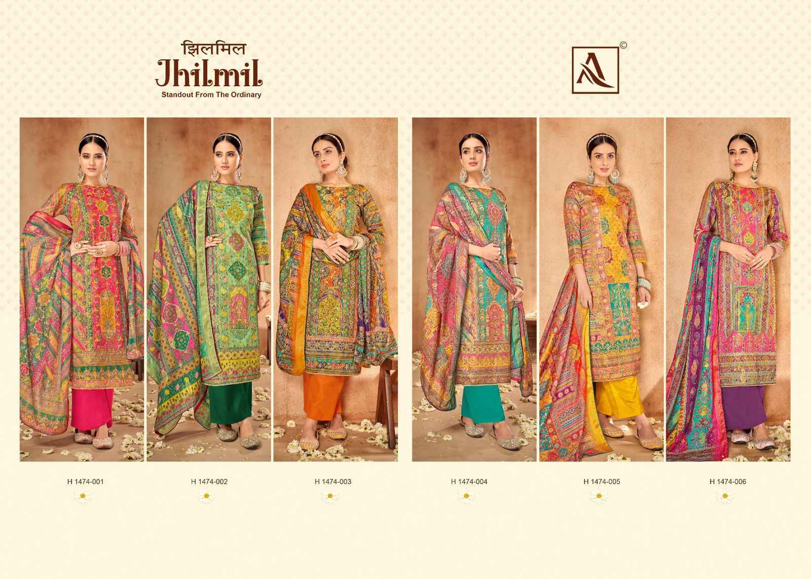 Alok Jhilmil Maslin Dress Material 6 pcs Catalogue