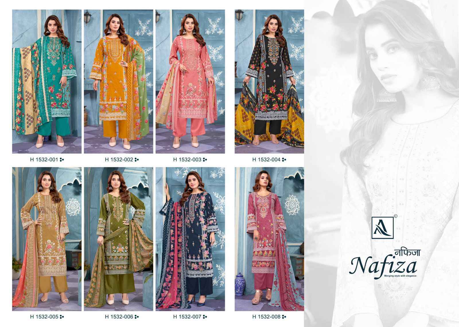 Alok Nafiza Cambric Cotton Dress Material 8 pcs Catalogue