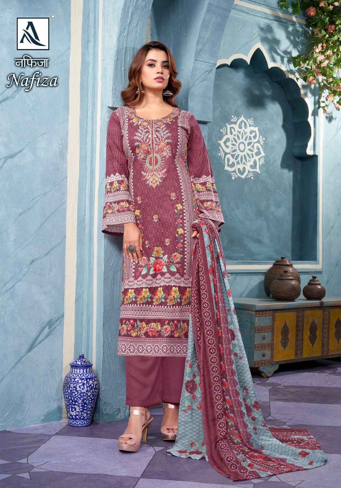 Alok Nafiza Cambric Cotton Dress Material 8 pcs Catalogue