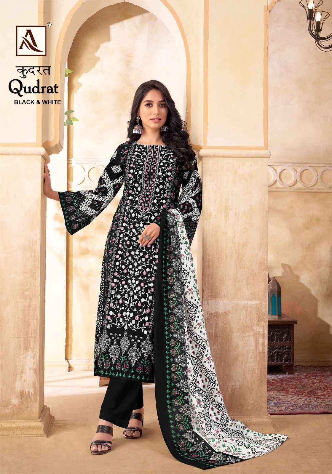 Black cotton dress material deals