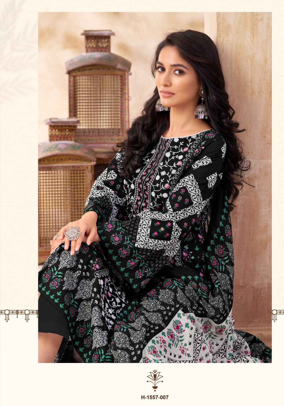 Alok Qudrat Black & White Cotton Dress Material 8 pcs Catalogue