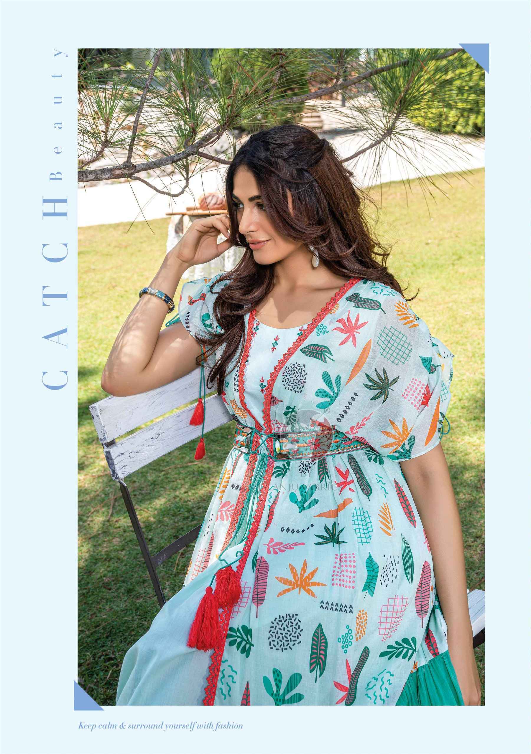 Anju Fabric Dreamy Tales Kaftan Jacket With Midi 6 Pc Catalog