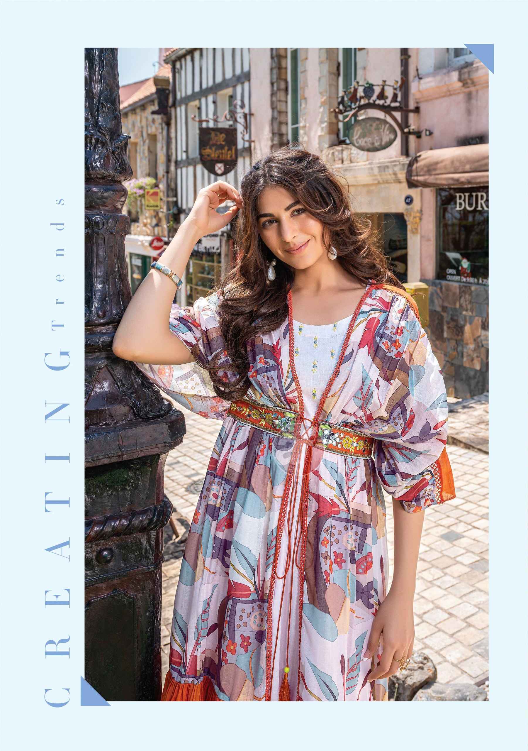 Anju Fabric Dreamy Tales Kaftan Jacket With Midi 6 Pc Catalog