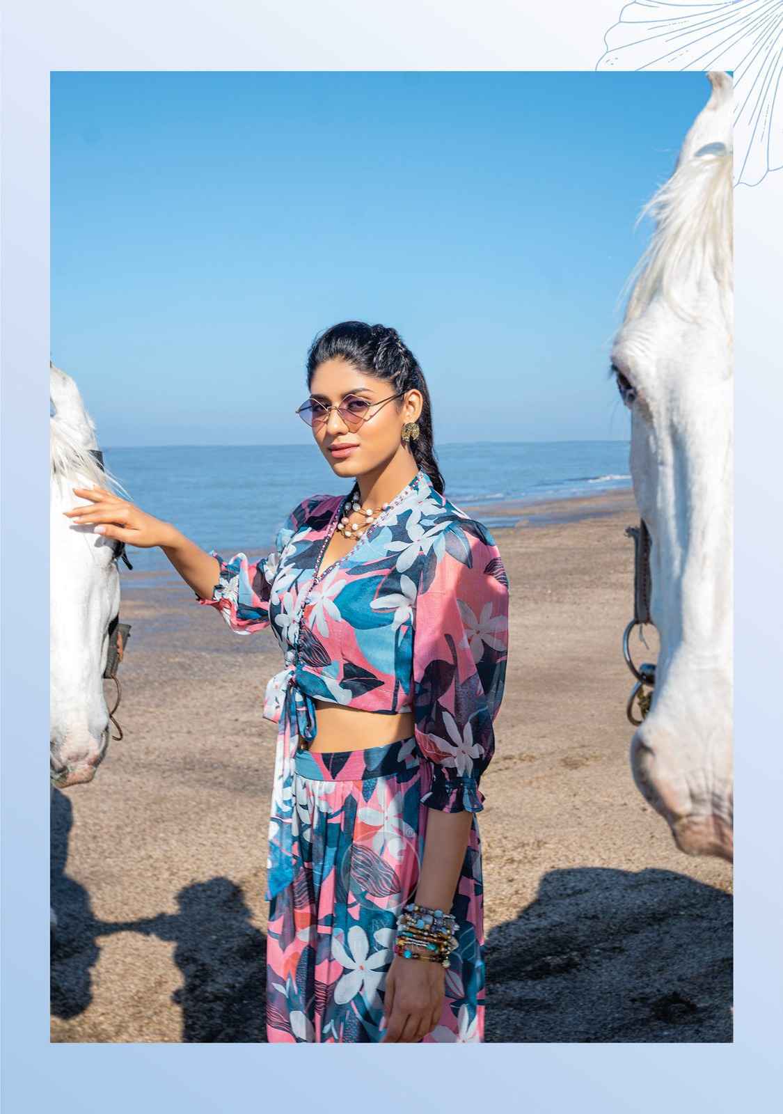 Anju Fabric Hello Summer Crop Top With Pant Wholesale Ladies
