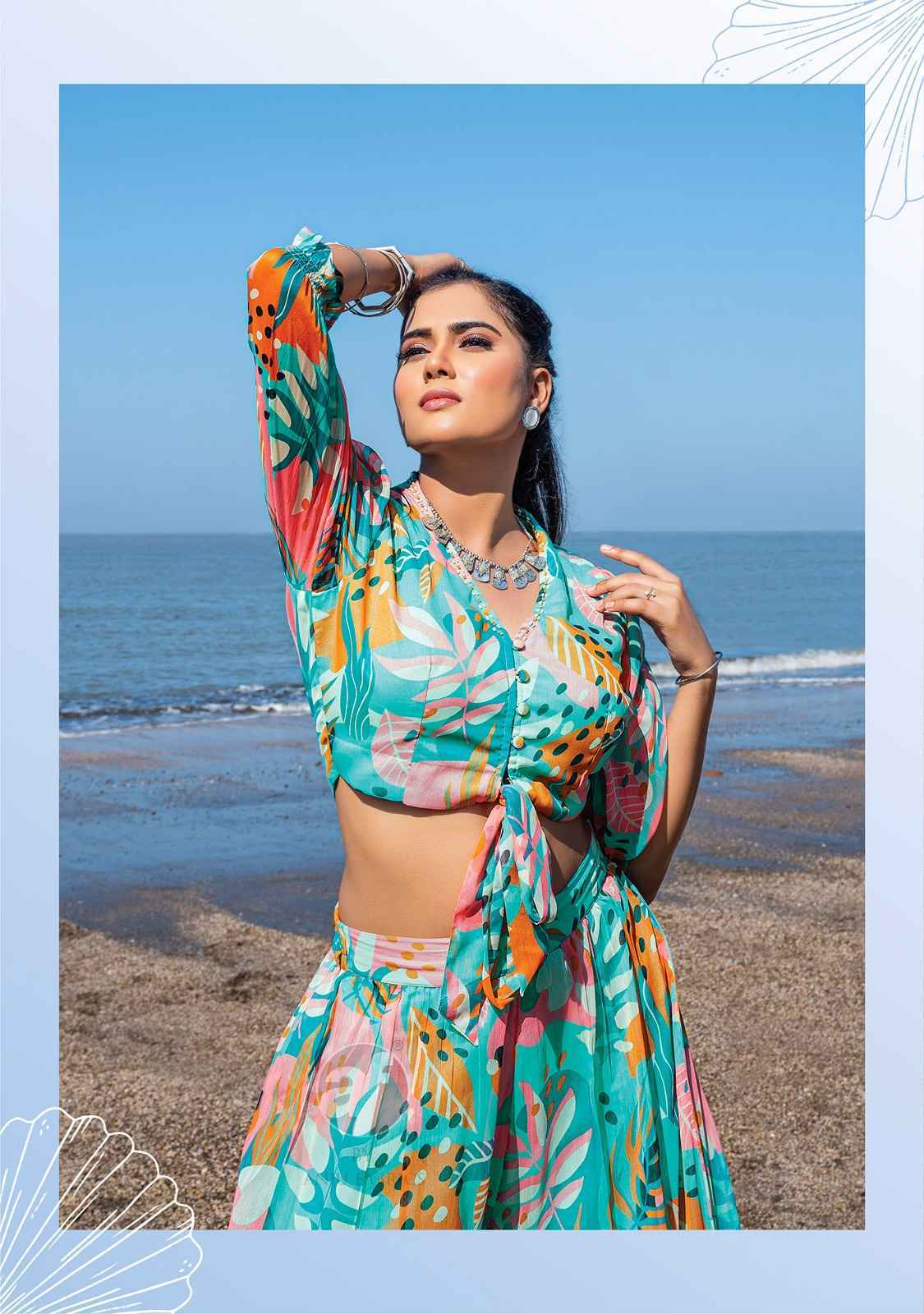 新発売 Anju Fabric Hello Summer Crop Top With Pant Wholesale Ladies ハンガーラック・ポールハンガー