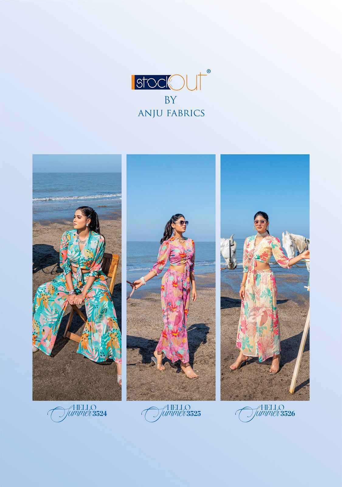 Anju Fabric Hello Summer Crop Top With Pant Wholesale Ladies