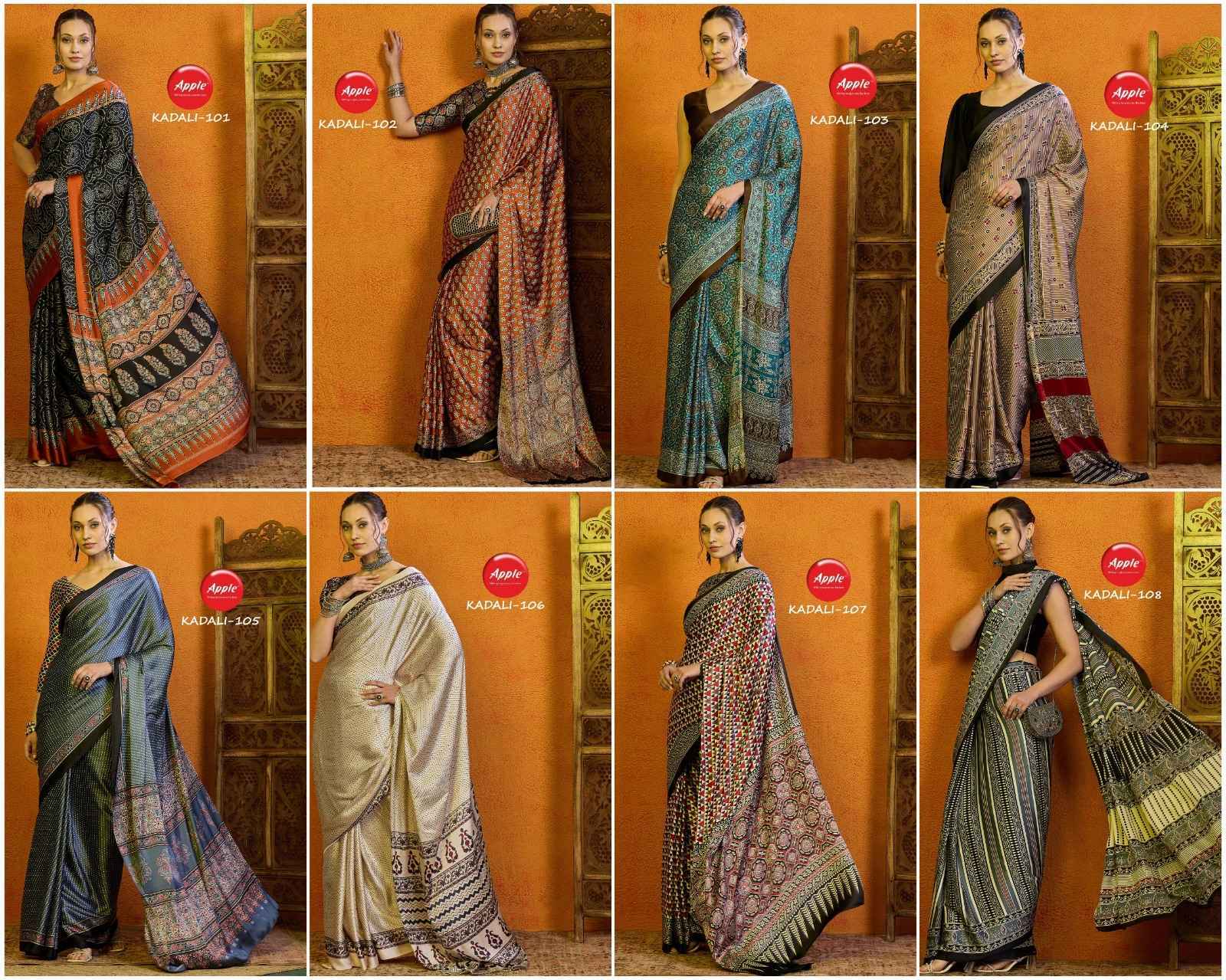 Apple Kadali Vol -01 Modal Satin Saree 8 Pc Catalog