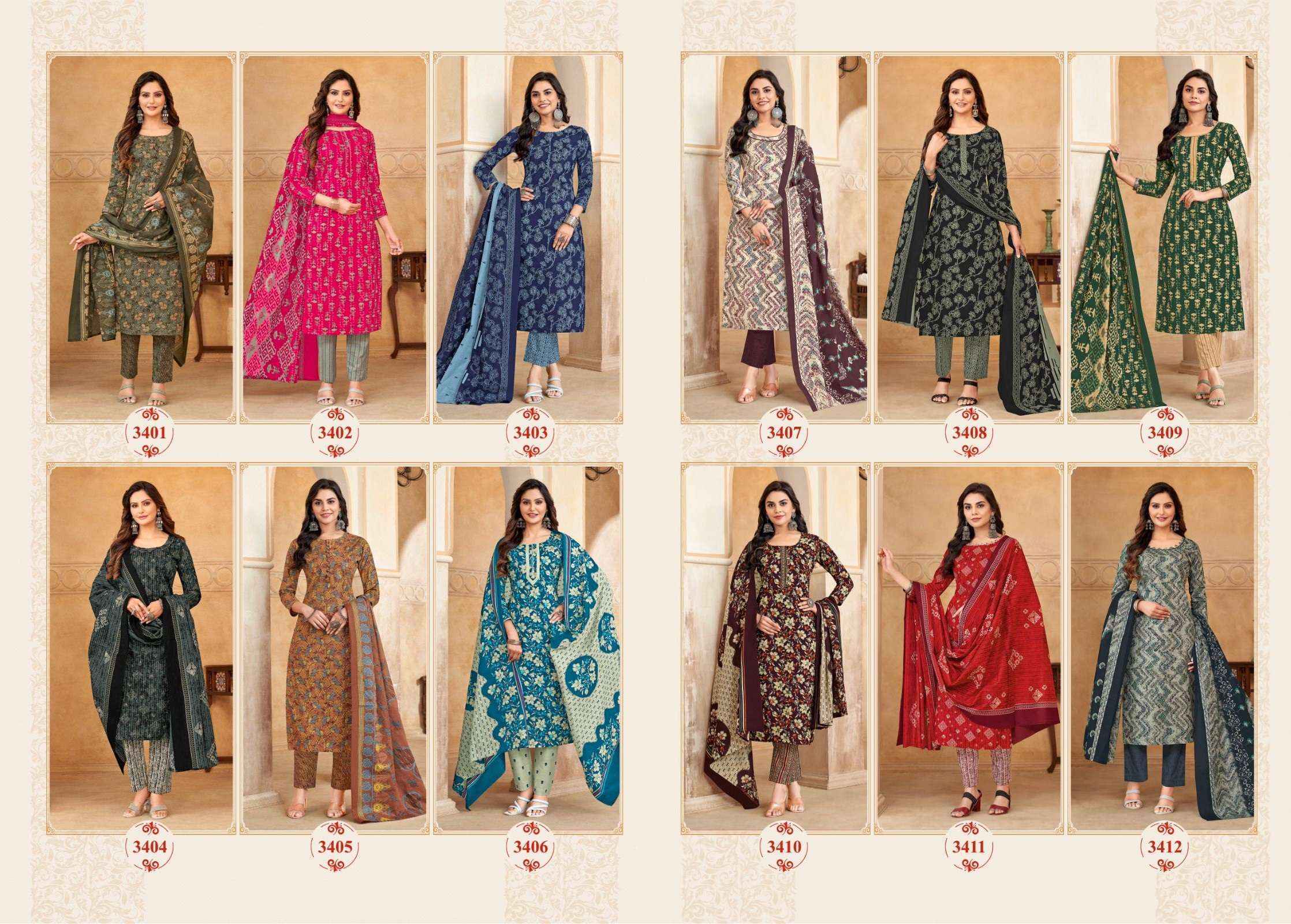 Balaji Kumkum Vol 34 Cotton Dress Material 12 pcs Catalogue