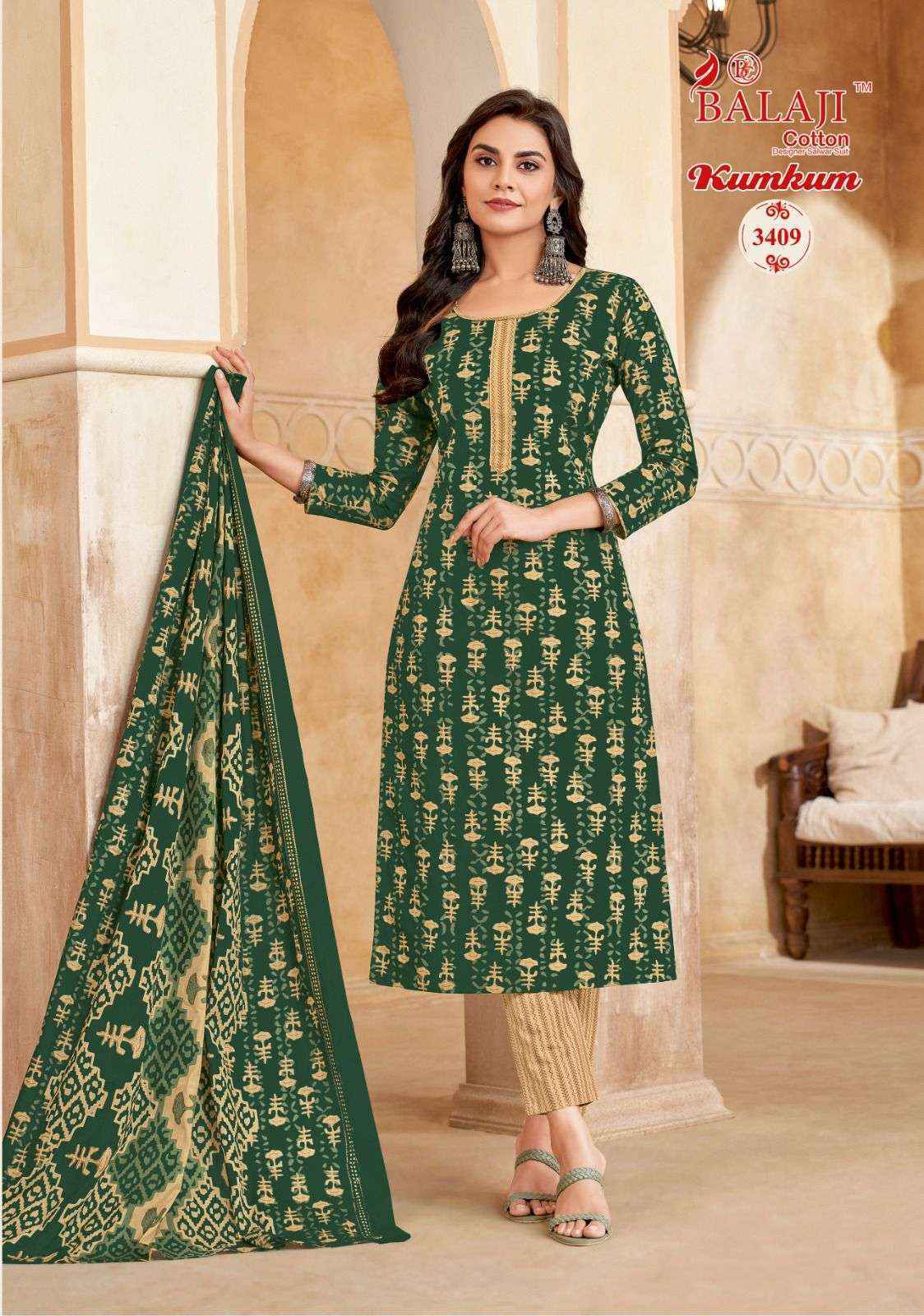 Balaji Kumkum Vol 34 Cotton Dress Material 12 pcs Catalogue