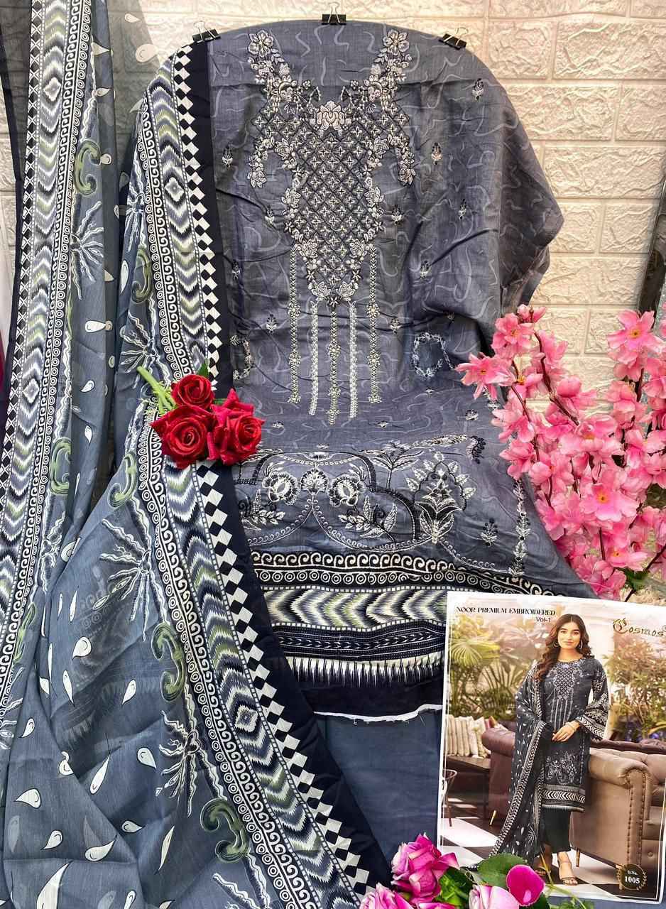 Cosmos Noor Premium Embroidered Vol-1 Dress Material 10 Pc Catalog