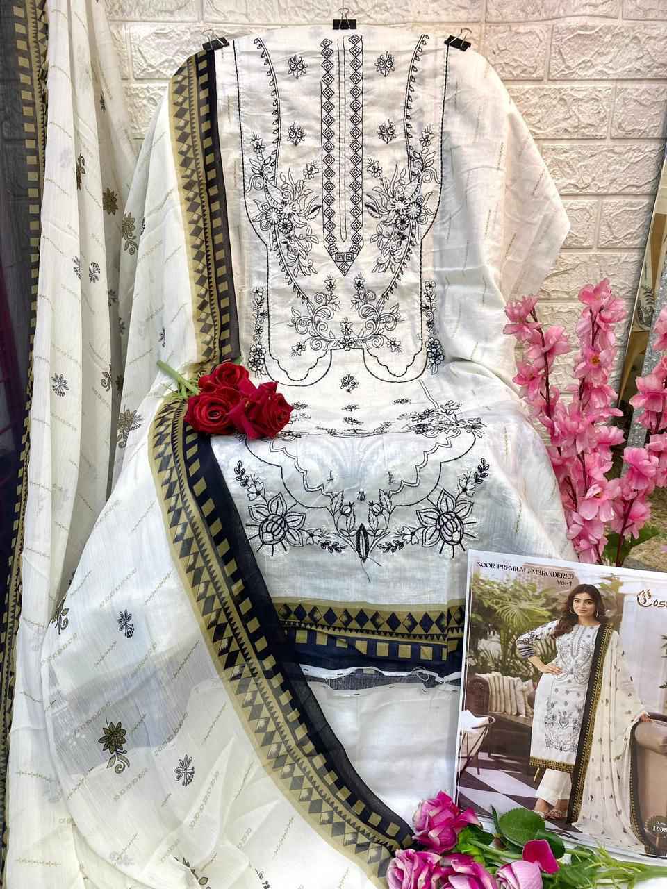 Cosmos Noor Premium Embroidered Vol-1 Dress Material 10 Pc Catalog