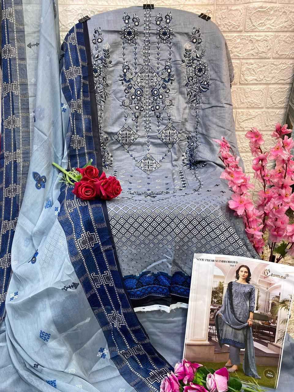 Cosmos Noor Premium Embroidered Vol-1 Dress Material 10 Pc Catalog