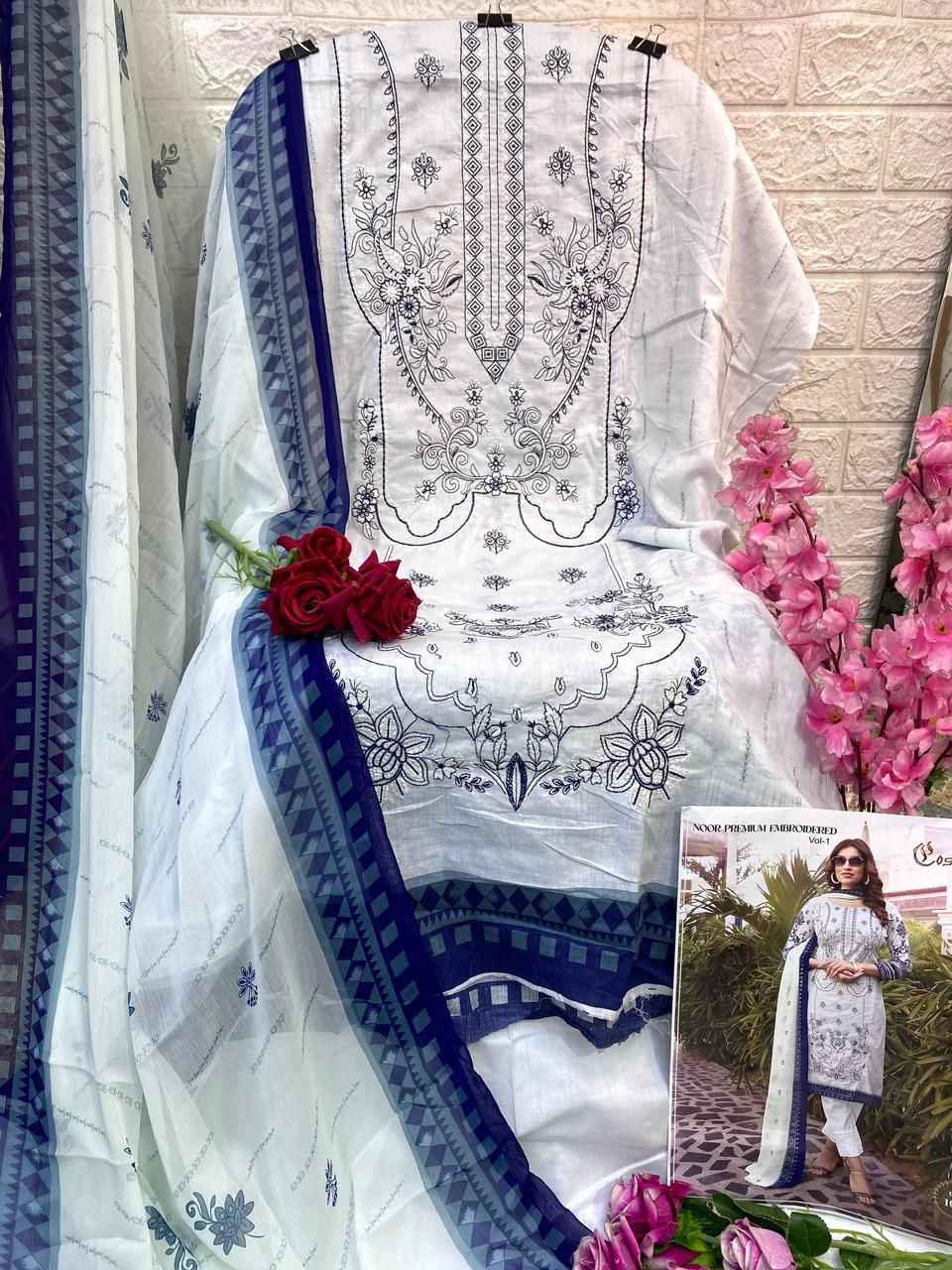 Cosmos Noor Premium Embroidered Vol-1 Dress Material 10 Pc Catalog