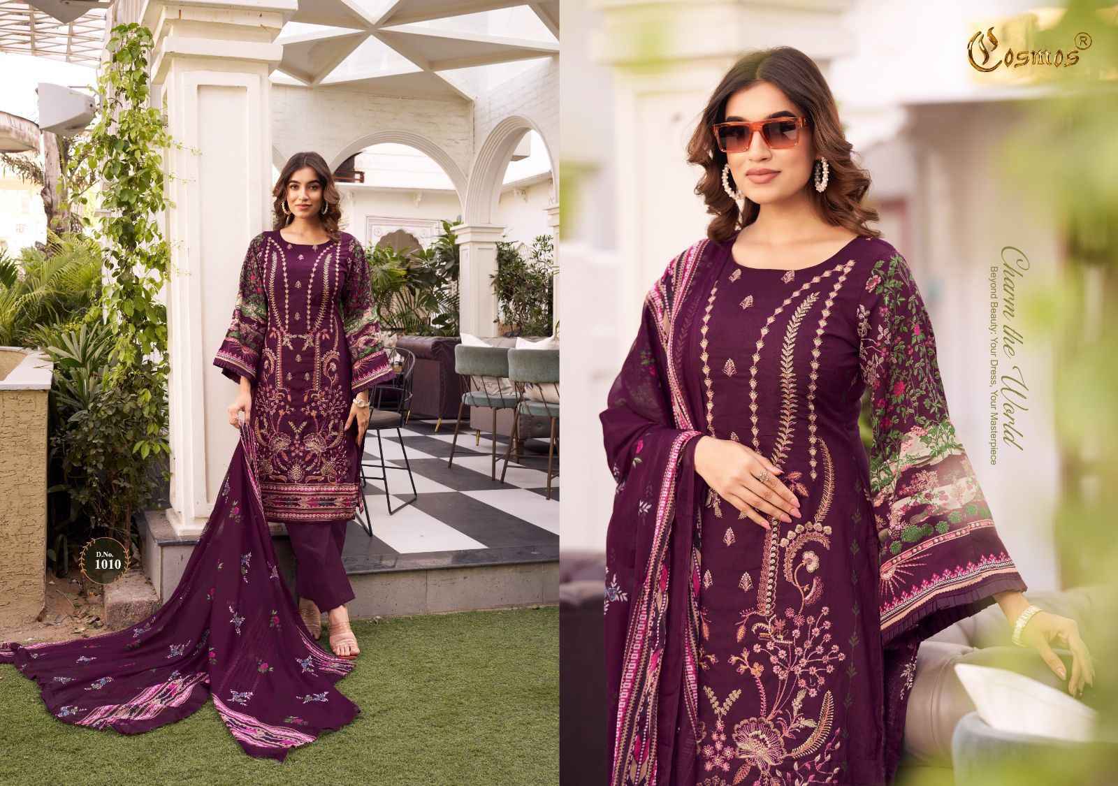 Cosmos Noor Premium Embroidered Vol-1 Dress Material 10 Pc Catalog