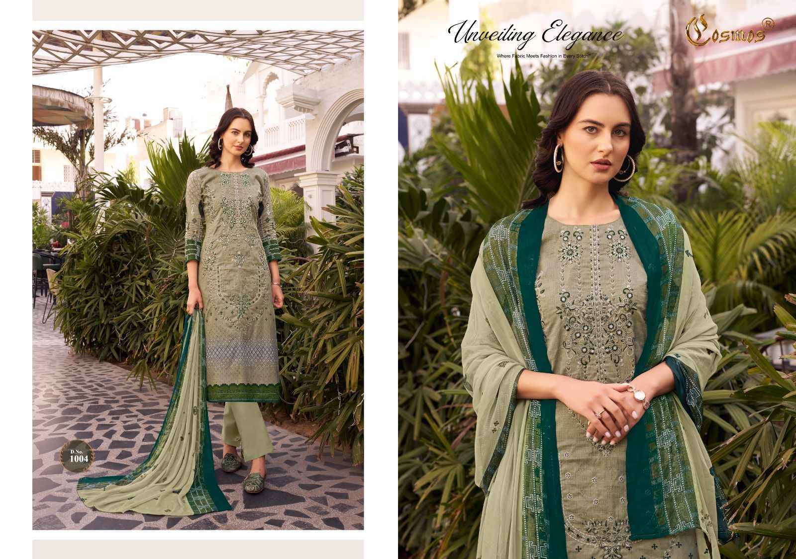 Cosmos Noor Premium Embroidered Vol-1 Dress Material 10 Pc Catalog
