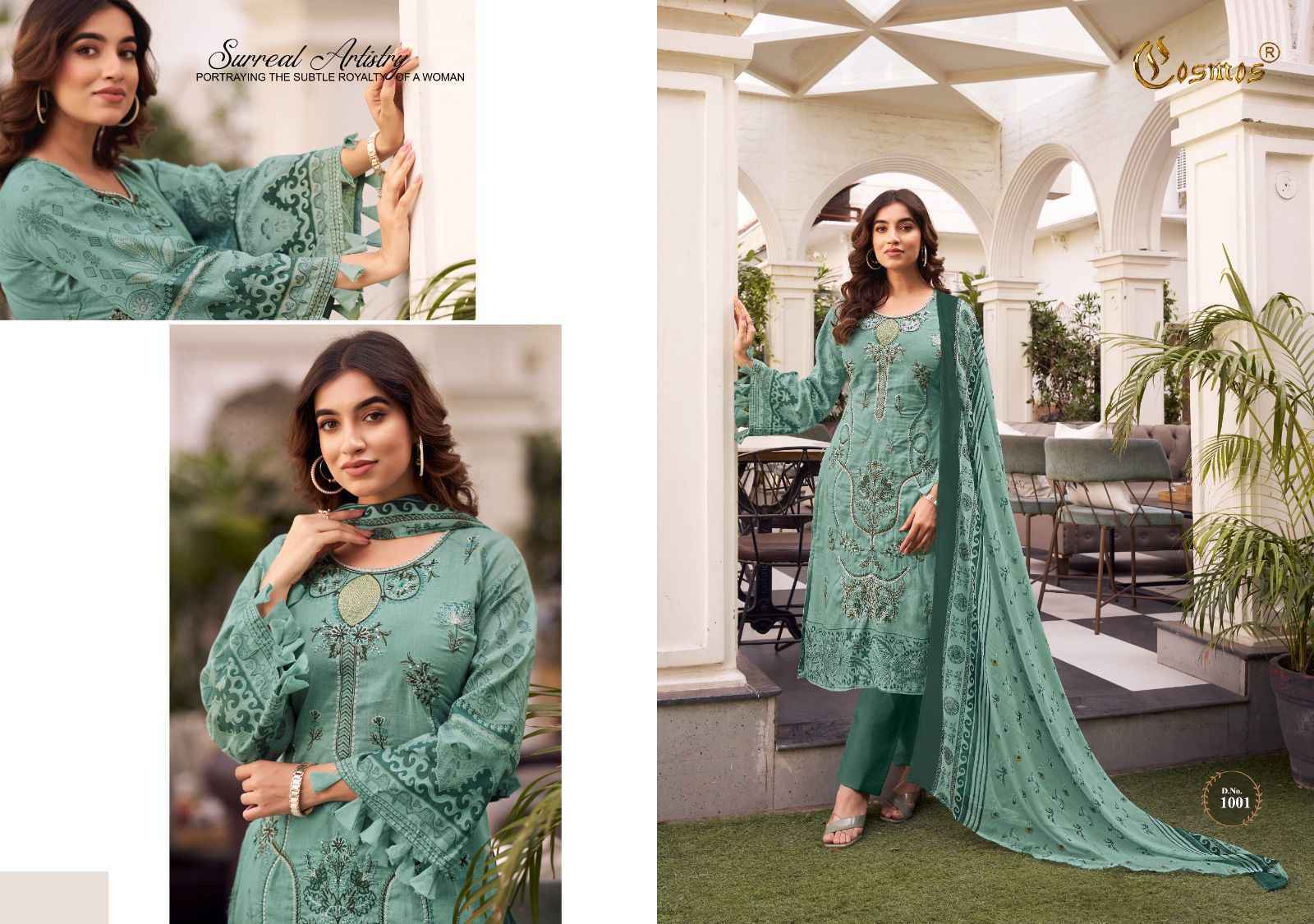 Cosmos Noor Premium Embroidered Vol-1 Dress Material 10 Pc Catalog