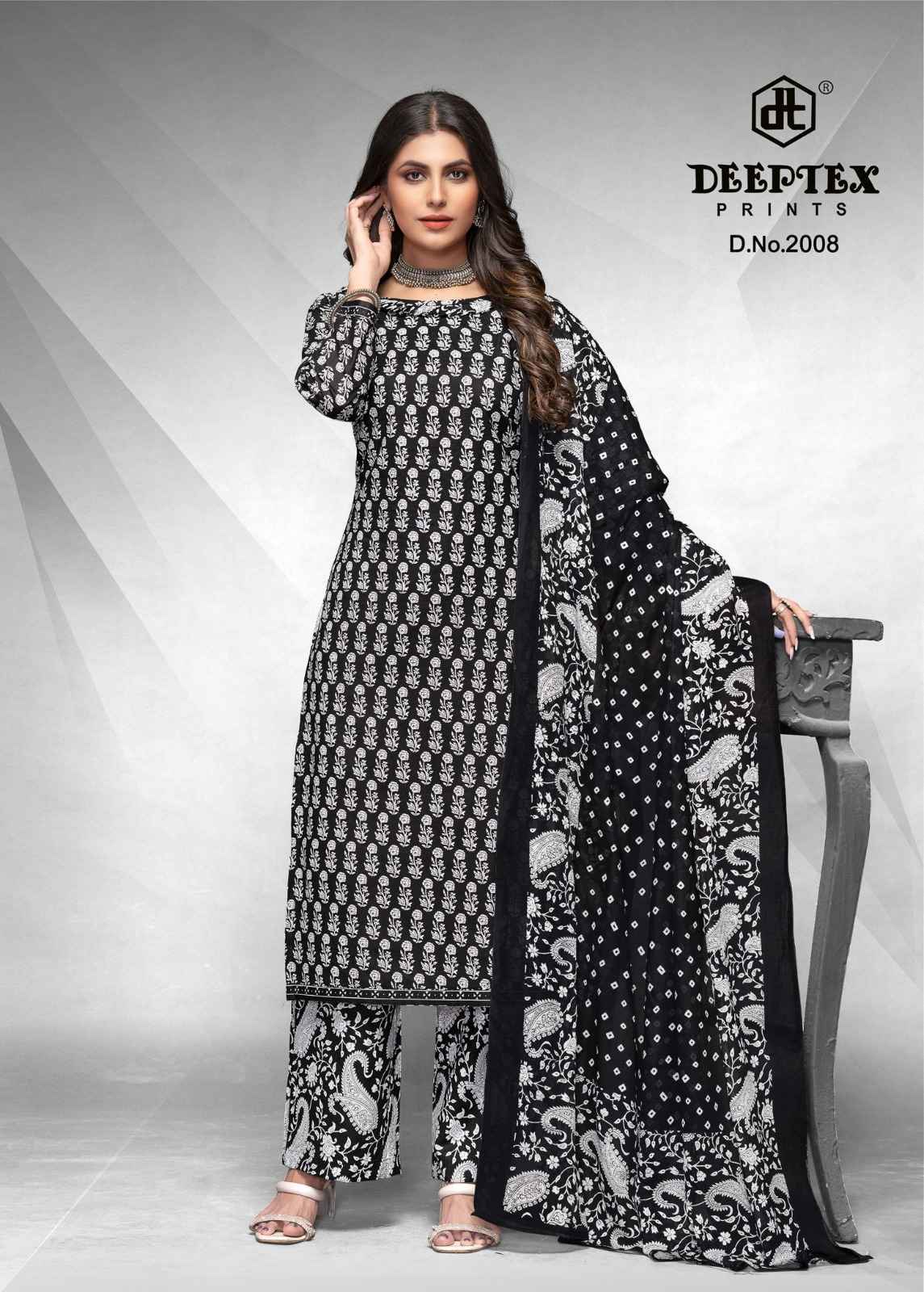 Deeptex Aaliza Black n White Vol 2 Cotton Dress Material Deeptex Ladies Suits