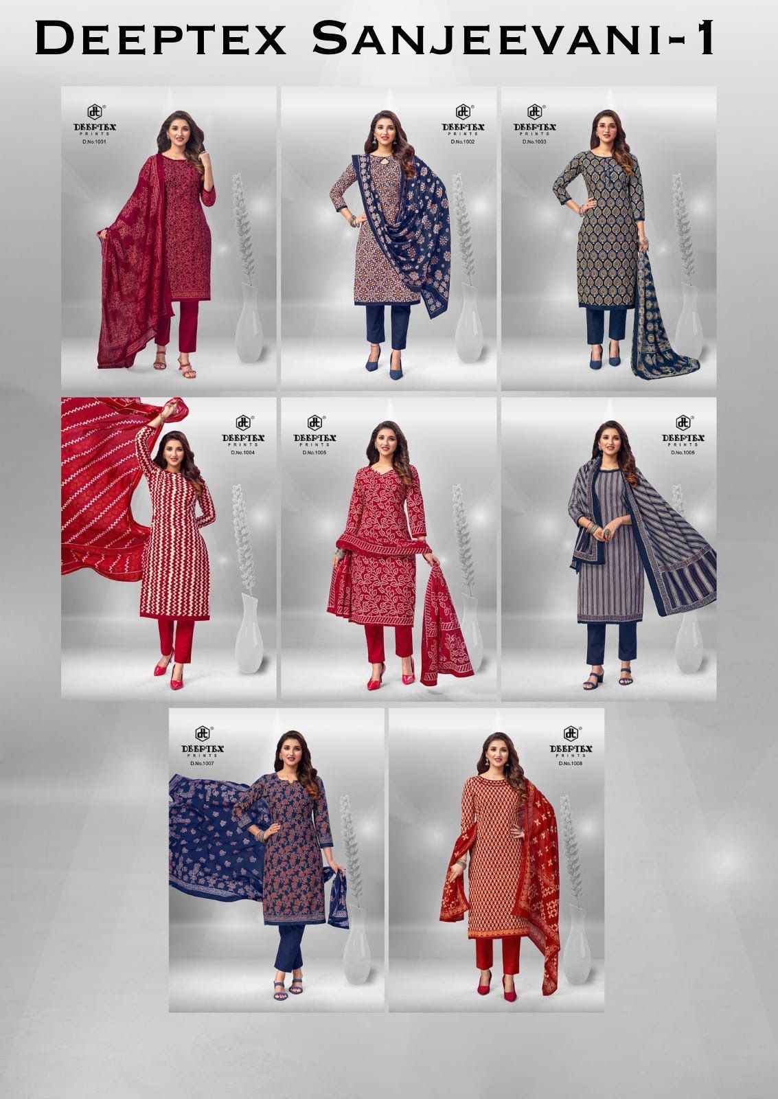 Deeptex Sanjeevani Vol 1Cotton Dress Material 8 pcs Cataloge