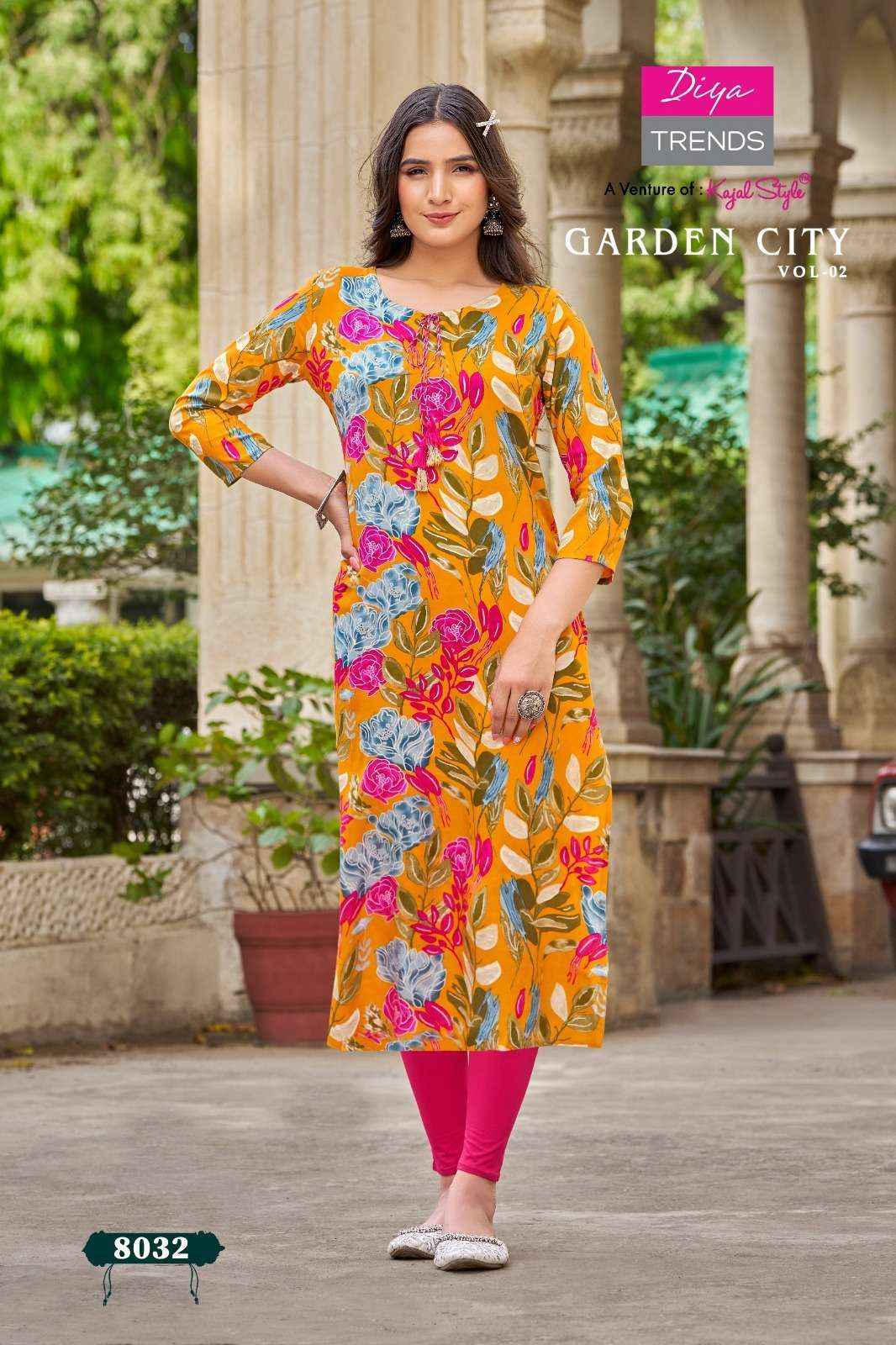 Diya Trends Garden City Vol 2 Rayon Kurti 20 pcs Catalogue