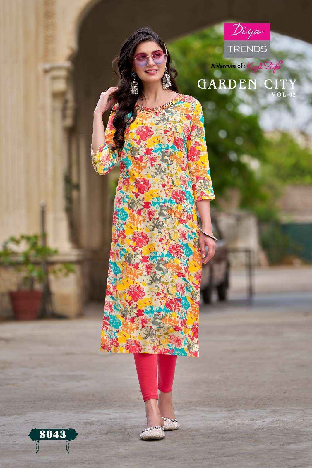 Diya Trends Garden City Vol 2 Rayon Kurti 20 pcs Catalogue