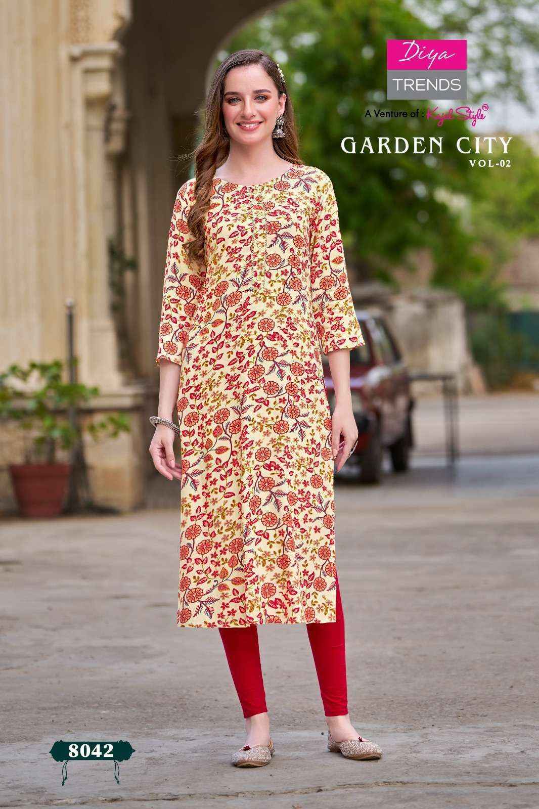 Diya Trends Garden City Vol 2 Rayon Kurti 20 pcs Catalogue